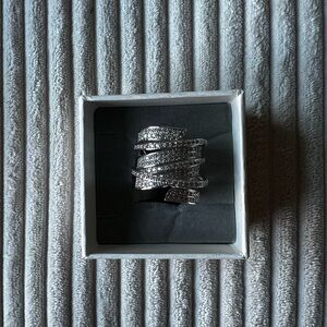 Silver Spiral Ring with Crystals